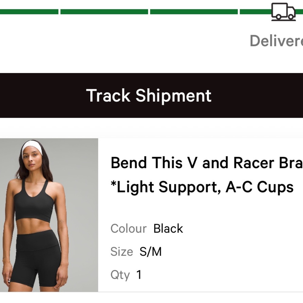 Lululemon S/M. Black sports bra. Worn once. Fits like a medium. No flaws. - Picture 5 of 5